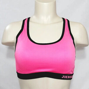 Joe Boxer Racerback Wire Free Wireless Sports Bra Size LARGE Pink & Black  New w